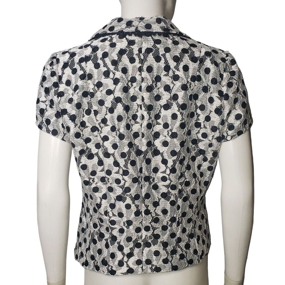 ALBERTO MAKALI Black and Silver Lace Blouse Womens Size Medium - Picture 6 of 7
